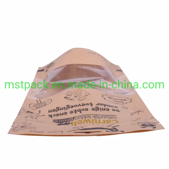 Sustainable Biodegradable Pet Treat Zipper Stand up Pouch Food Packaging