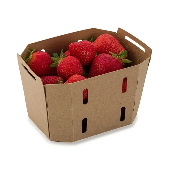 Fresh Produce and Fruits Disposable Take out Boxes Corrugated Paper Punnet 