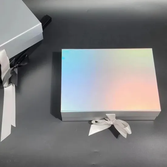 Promotional Blank Stock 2mm Rigid Cardboard Folding Magnetic Gift Packaging Box with Ribbon Customized Matt Coated Paper Box 